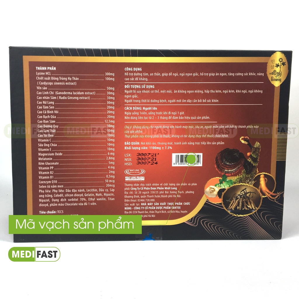 Hồng sâm Rafaton - Tăng cường sức khỏe, tăng cường hệ miễn dịch, giảm mệt mỏi - từ linh chi, nhân sâm - Hộp 2 lọ 3 viên