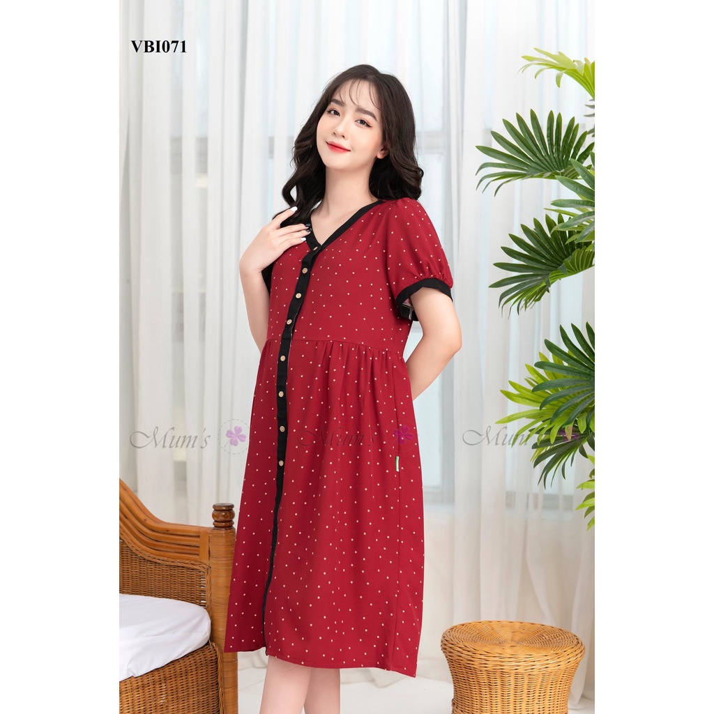 ĐẦM BẦU CÔNG SỞ MUM'S SHOP  FREESHIP  Váy bầu xinh mùa hè bi mận cổ tim