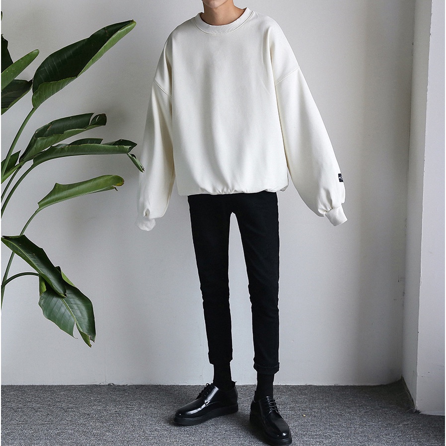 Áo Nỉ Trơn Dài Tay Cổ Tròn Nam Nữ Unisex Kiểu Dáng Basic Bo Gấu Thời Trang Mixx_men TOP NAM 206