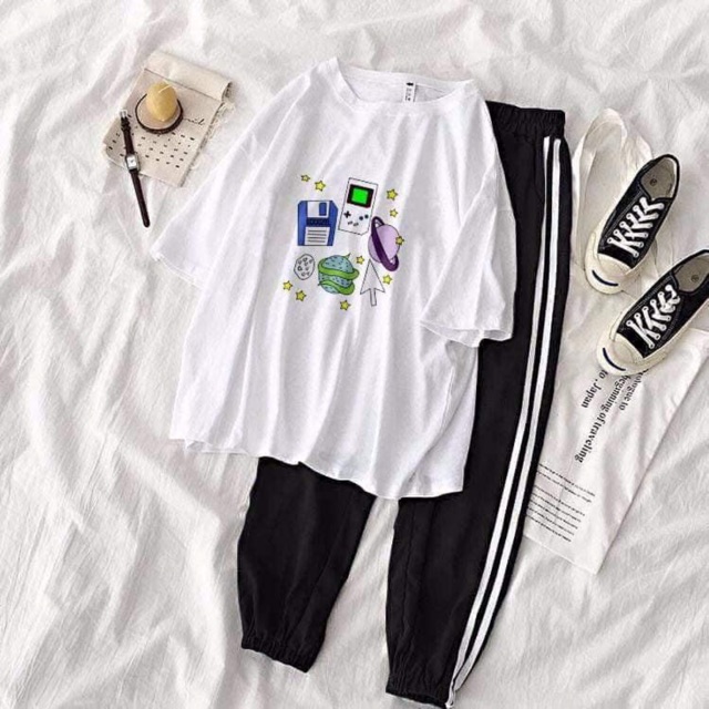 Sét máy game mũi tên + quần 3 sọc đen THA875