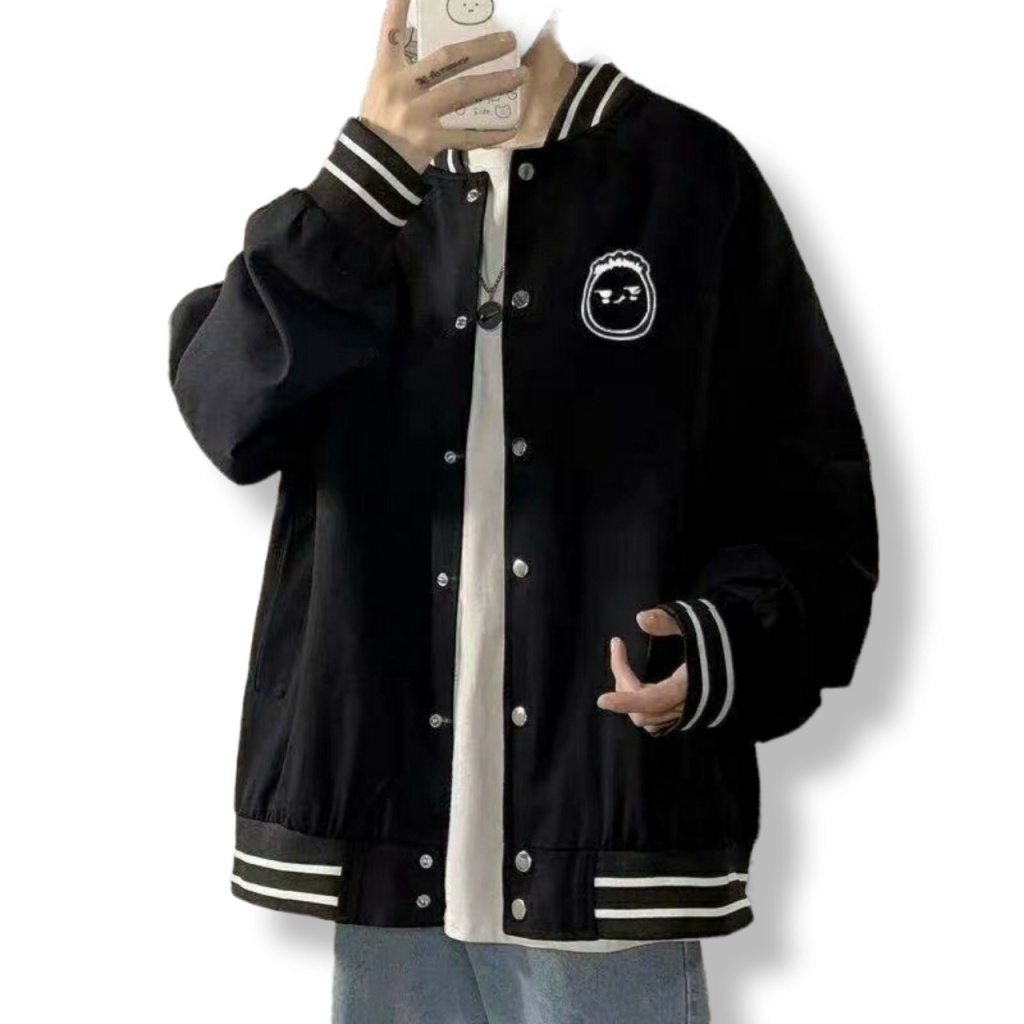 Áo khoác hoodie &amp; sweater kiểu Cardigan Nam Nữ form rộng Họa Tiết Thêu hình chất vải thun nỉ ngoại mềm mịn dễ thương - Đ