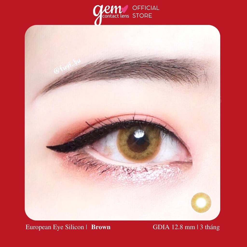 Áp Tròng Không Giãn EUROPEAN EYE BROWN Silicon Hydrogel Cao Cấp HSD 3 tháng LENS TOWN KOREA Lens Nâu Tây Hồng Có Lệch