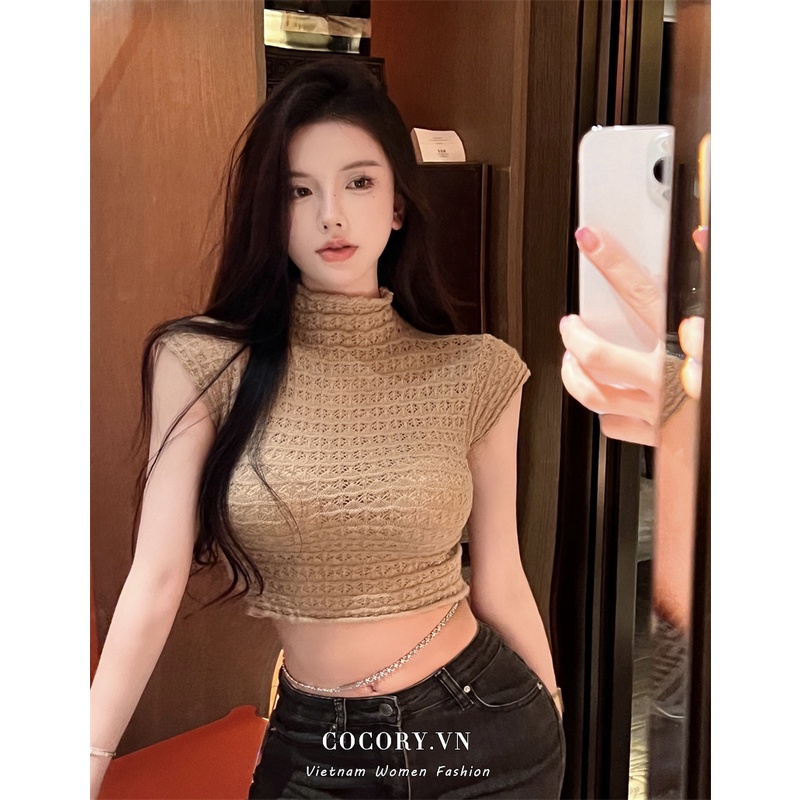 Cocory vn Áo Sát Nách Cổ Lọ Dáng Ôm Quyến Rũ Thời Trang Cho Nữ