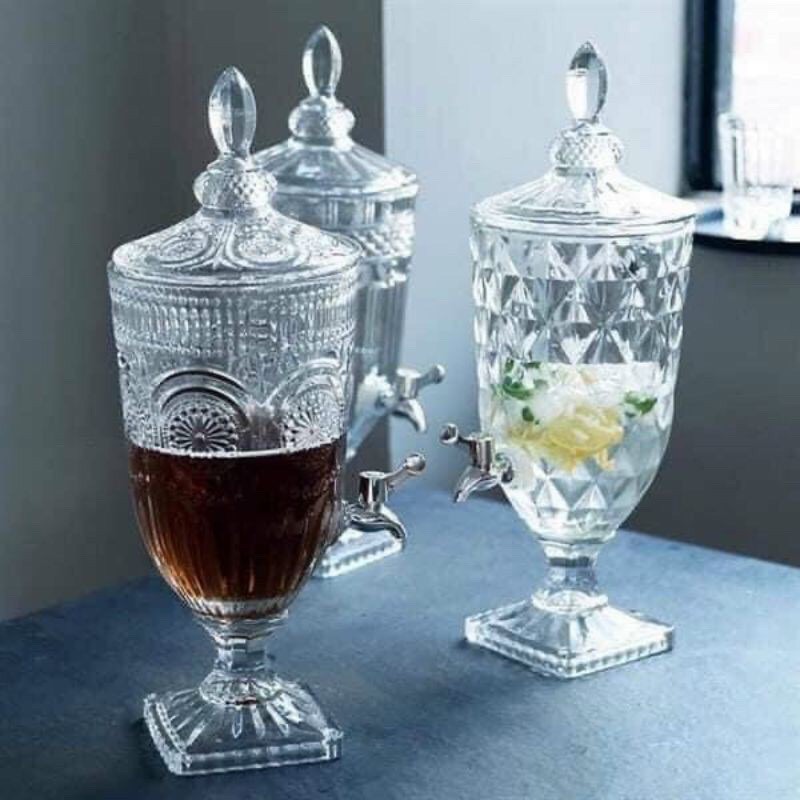 Bình Thủy Tinh Đựng Rượu, Đựng Nước, Đựng Nước Hoa Quả Có Vòi 3L, 4.5L