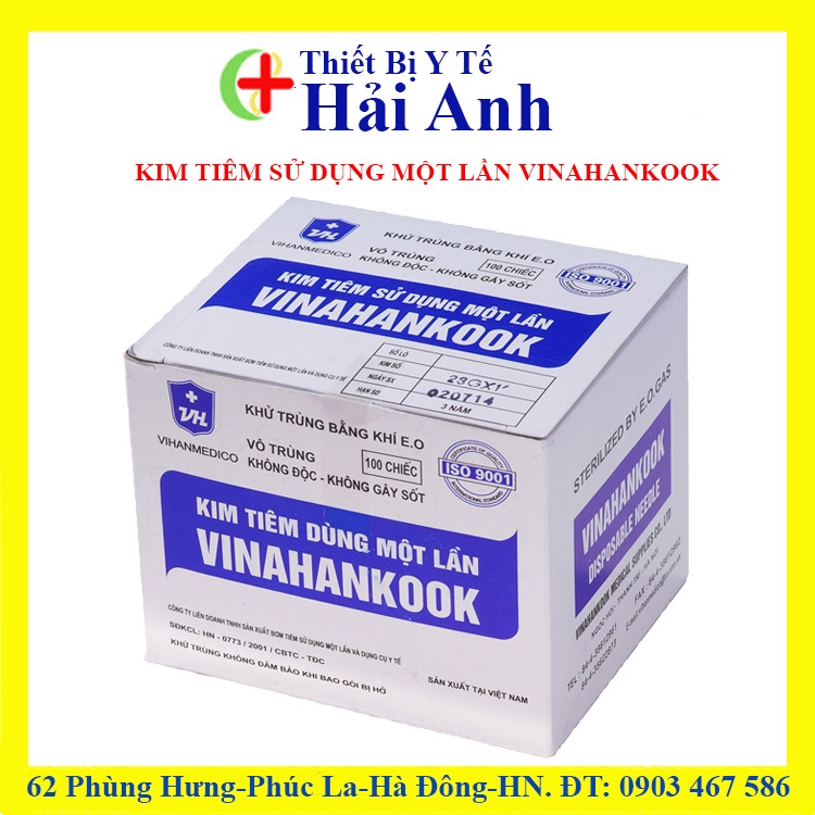 KIM TIÊM SỬ DỤNG MỘT LẦN VINAHANKOOK 4 KÍCH CỠ KIM - 18G / 23G / 25G / 26G (HỘP 100 Kim)