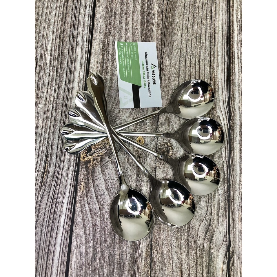 Thìa muỗng đầu tròn inox 304 - GNT195030 cao cấp sang  trọng phong cách Châu Âu sáng bóng bền đẹp