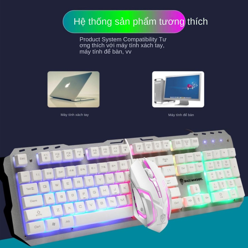 Bộ bàn phím và chuột điều khiển kim loại có dây phát sáng máy tính để ăn trò chơi gà chọi | BigBuy360 - bigbuy360.vn