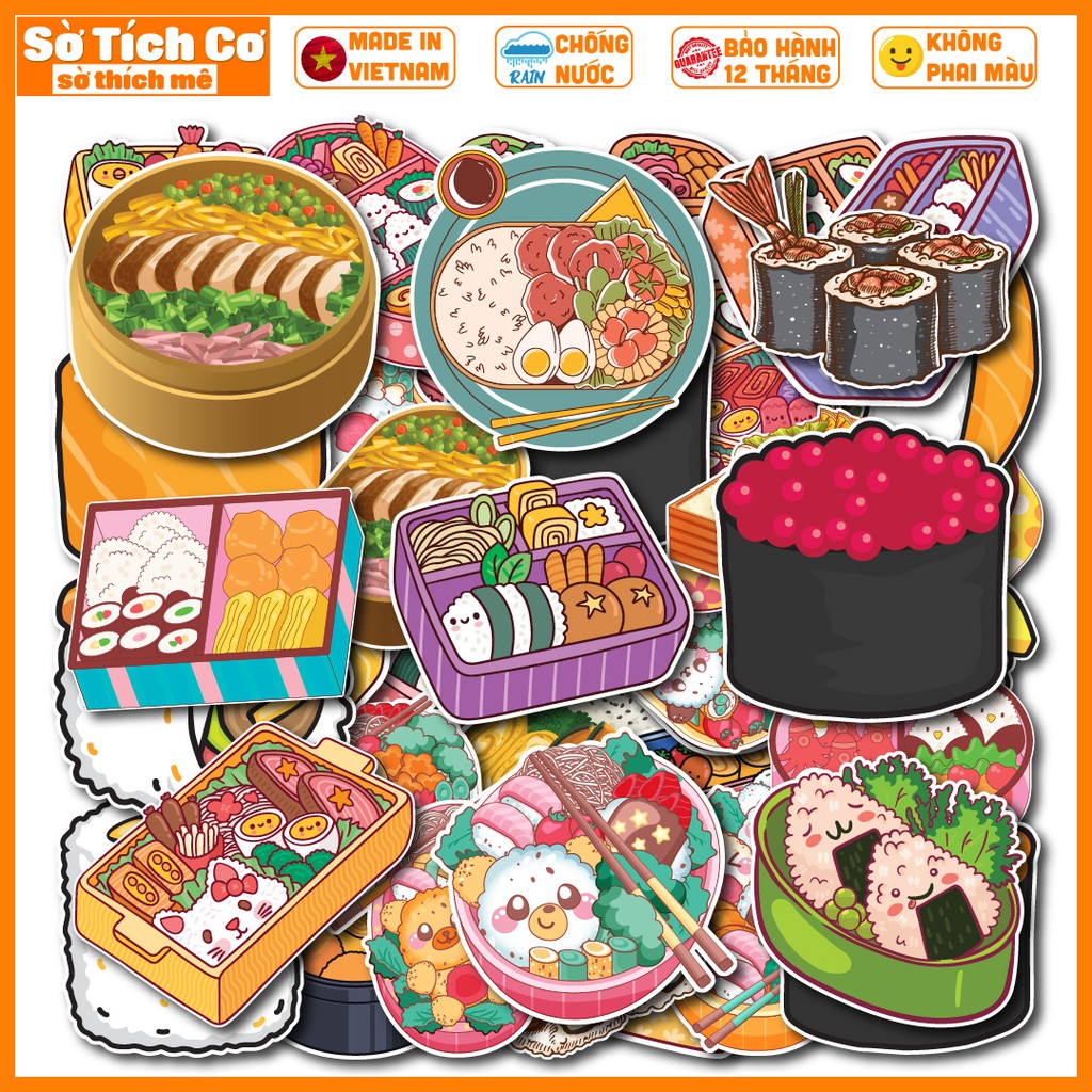 Đồ ăn chống nước sticker dán laptop, điện thoại, đàn guitar, mũ bảo hiểm, vali. MSP: NS19