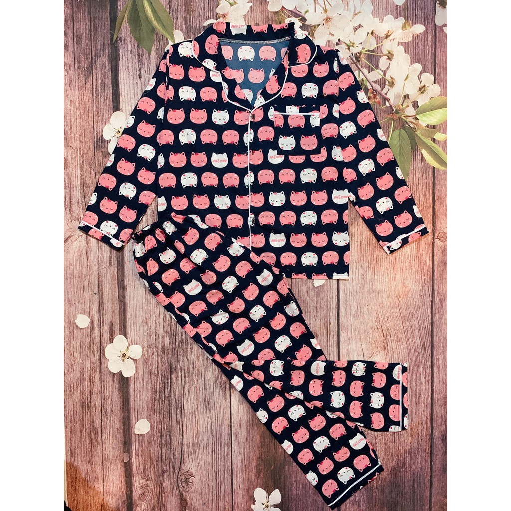 -Bộ Pijama Dài tay nữ (Kate Thái) Free size ( 45-56kg)