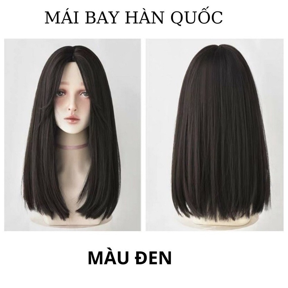 Tóc giả cả đầu thẳng ngắn mái bay phong cách Hàn Quốc mã 8314
