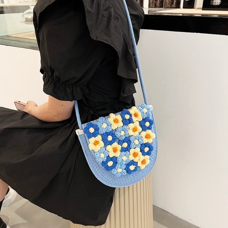 Túi Đeo Chéo Vai Đan Cói Đính Hoa Nhỏ Dễ Thương Thời Trang Mùa Hè Dành Cho Bạn Nữ 2022