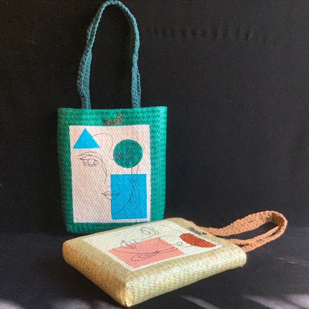 Túi cỏ bàng MARIES Basic dáng tote có dây kéo miệng vừa với khổ A4