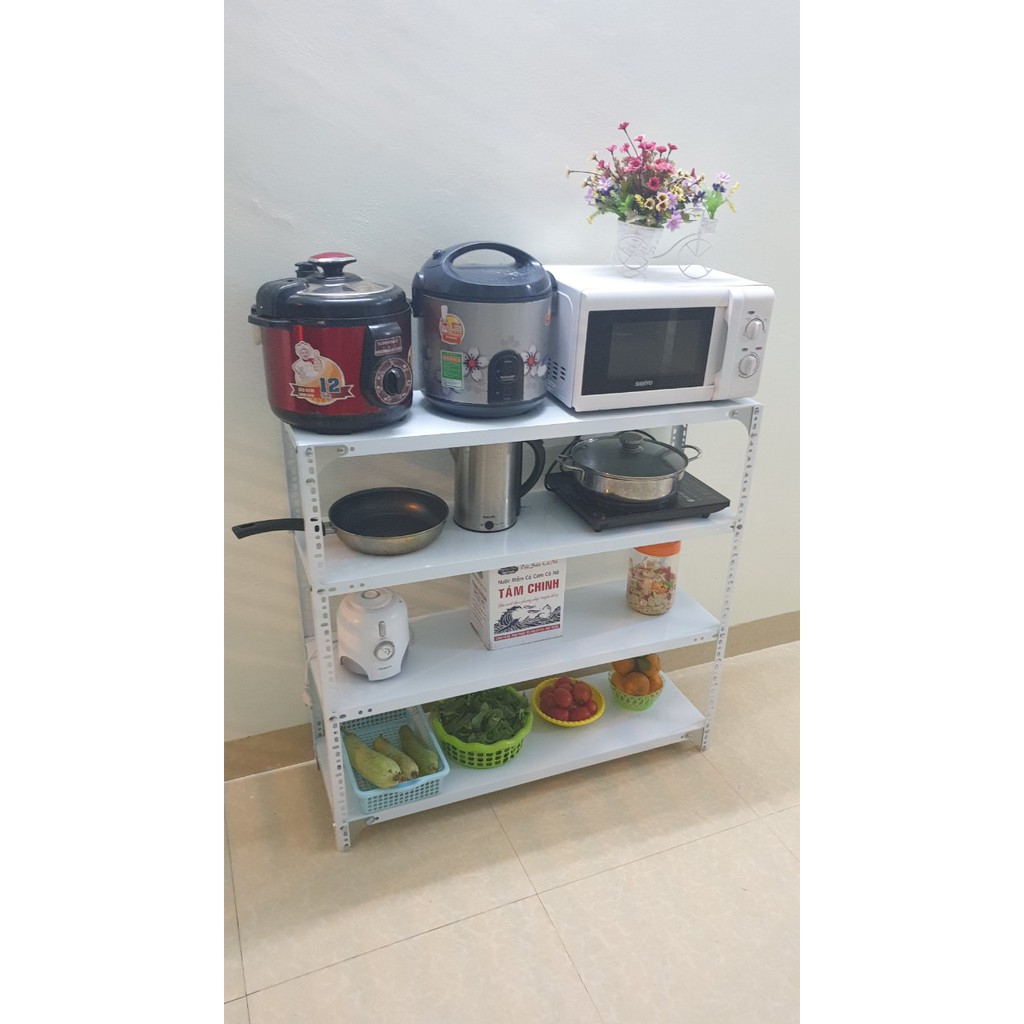 Kệ Sắt V Lỗ Đa Năng 2,3,4,5 Tầng Dài 1m x Rộng 0,3m x Cao 0,6-0,8-1-1,2m 2 MÀU TRẮNG, XÁM