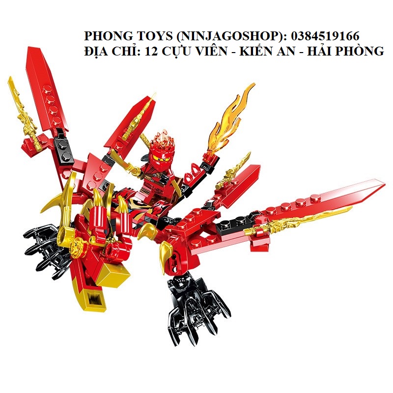 Lắp ráp xếp hình Lego 4 in 1 NINJAGO SEASON 13 PRCK 61077 :  Rồng 2 đầu mới nhất của KAI 438 mảnh