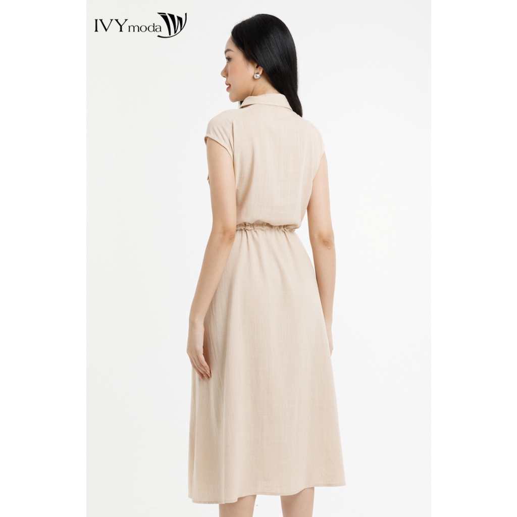 Đầm sơ mi nữ dây rút eo IVY moda MS 41M7668