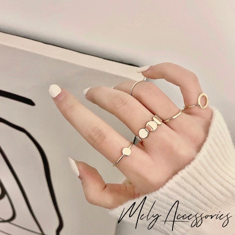 Set nhẫn unisex cá tính hiện đại phong cách hàn quốc - Mely D109