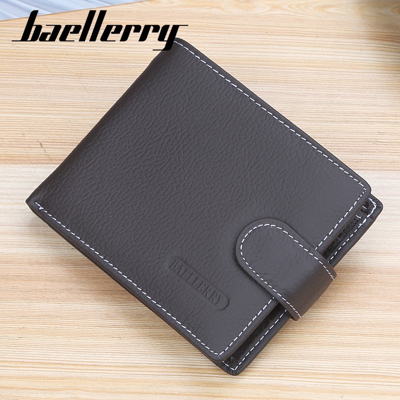 Baellerry Ví Da Bò Thật Dáng Ngắn Dạng Gập Thời Trang Cho Nam