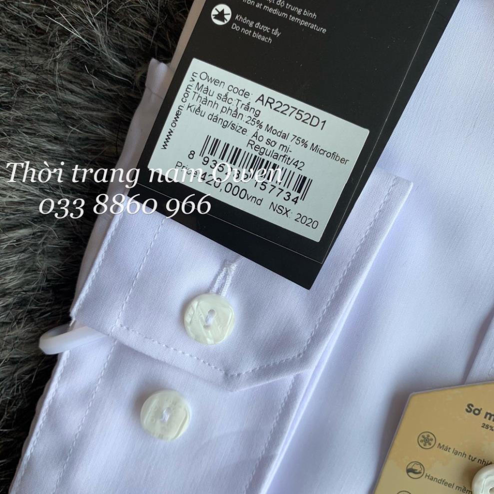 OWEN - Áo sơ mi trắng dài tay Owen chất poly spun (có túi/không túi ngực) -z1