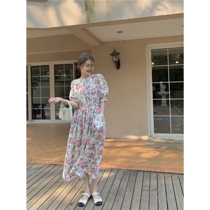 Đầm hoa nhí dáng dài maxi