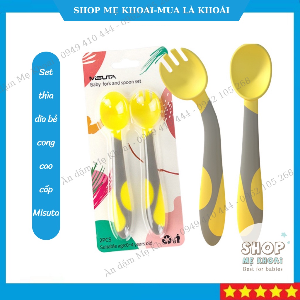 Thìa ăn dặm bẻ cong cho bé tập ăn tập xúc cao cấp MISUTA - Shop Mẹ Khoai