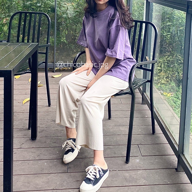 Áo phông trơn dày dặn 3 màu oversize nam nữ mặc tay lỡ from rộng 100% cotton co dãn 4 chiều