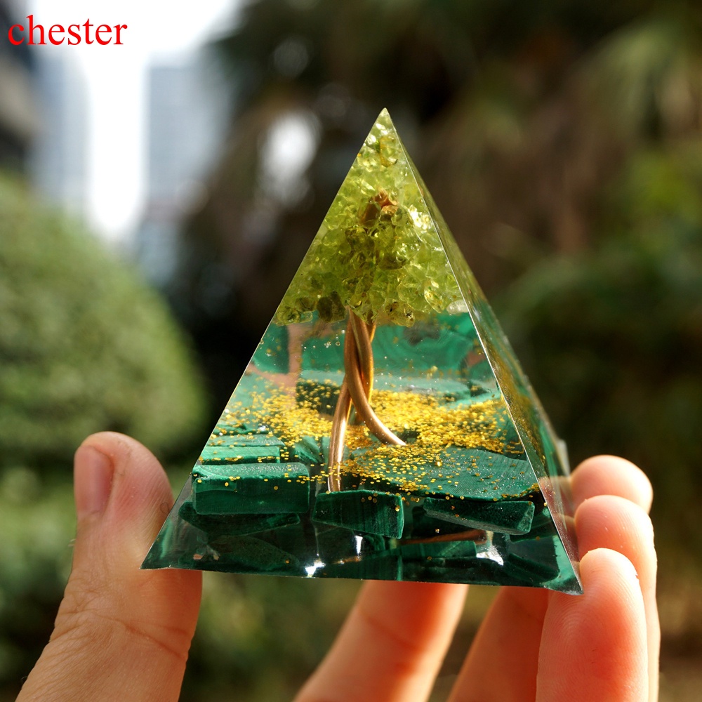 Kim tự tháp Orgone thạch anh tím EMF bảo vệ cân bằng năng lượng yoga thiền định