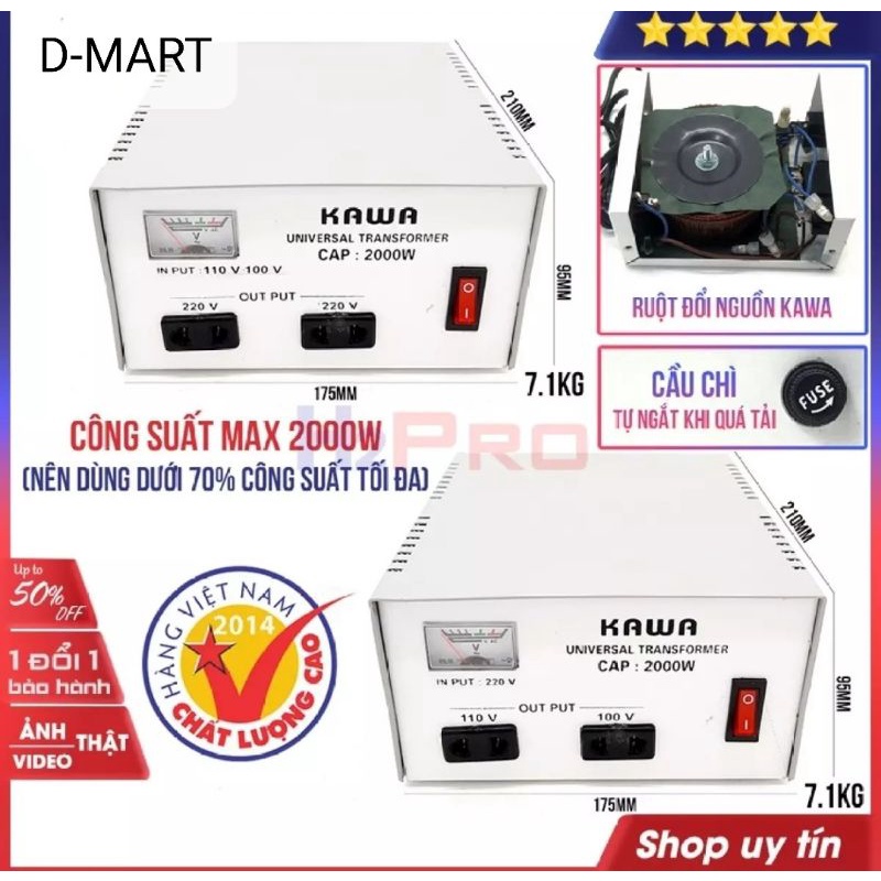 Thiết bị đổi điện 220V sang 100V - 110V dùng cho thiết bị Nhật nội địa