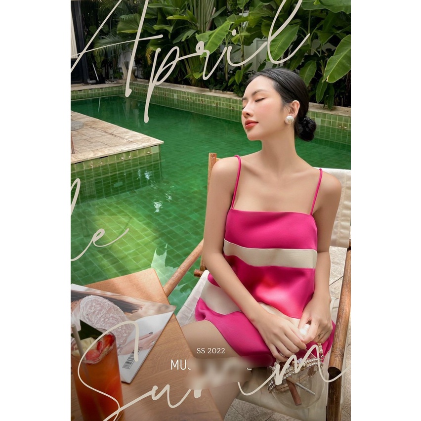 SET TAPTA ÁO 2 DÂY PHỐI MÀU SỌC KẺ NGANG HỞ VAI SEXY + QUẦN SHORT NGẮN LƯNG THUN CAO ULZZANG ĐEN VÀNG XANH HỒNG
