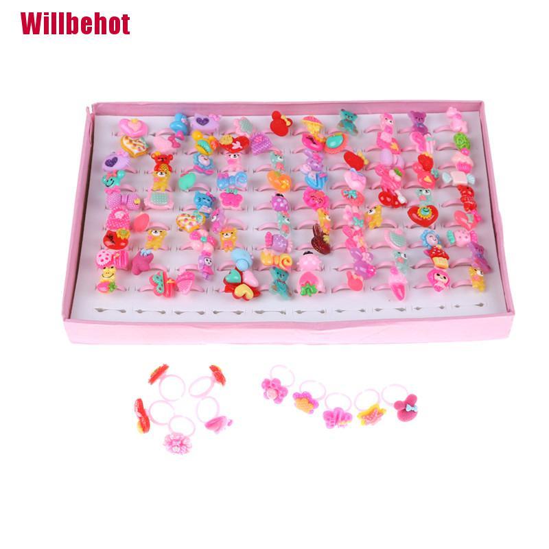 Bộ 10 nhẫn nhựa resin kiểu hoạt hình dễ thương cho bé