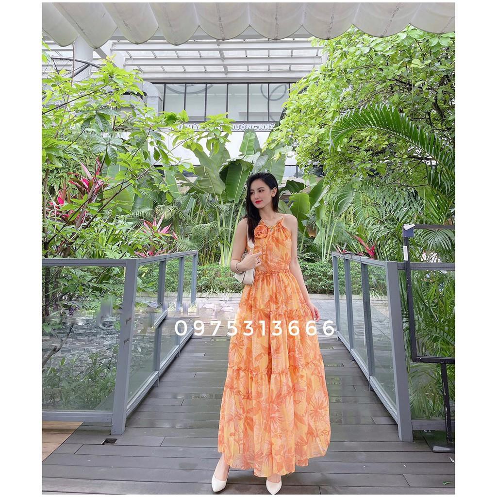Đầm Cổ Yếm, Váy Maxi Đi Biển V136, Chất Voan Mềm Mướt, Họa Tiết Hoa Vàng, Hồng, Cam, Tím, Xanh Siêu Hack Dáng | BigBuy360 - bigbuy360.vn