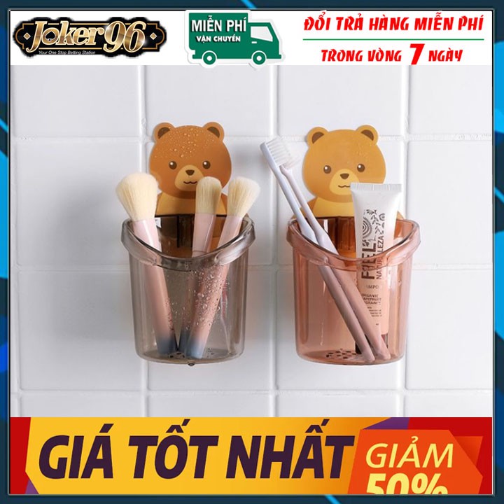 Cốc Dán Tường Nhà Tắm Hình Gấu Nâu Dễ Thương - Đựng Bàn Chải Đánh Răng Hình Gấu - Đồ dùng nhà tắm 4.0