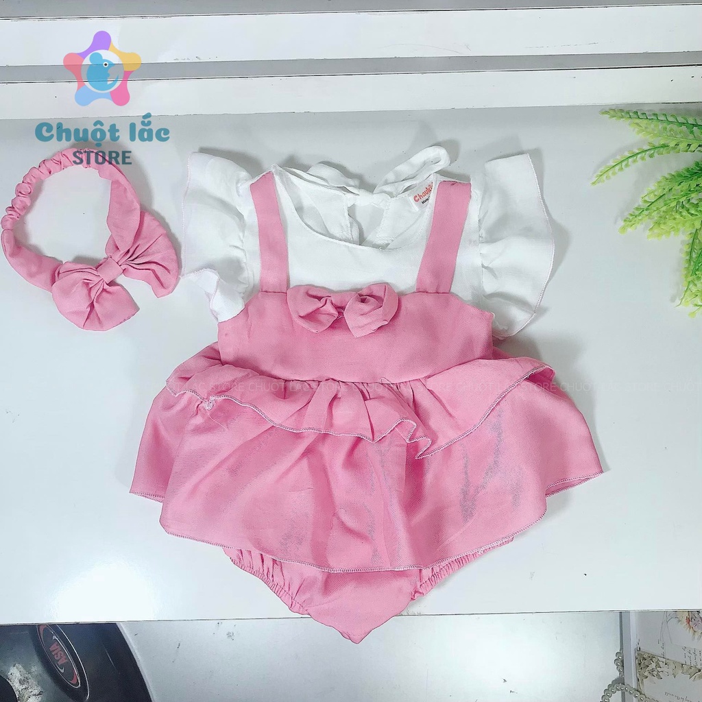 Bộ Đồ Body CHo Bé Gái Chuột Lắc Store Kiểu Váy 2 Tầng Kèm Tuban Chất Đũi Lụa 3kg Đến 12kg