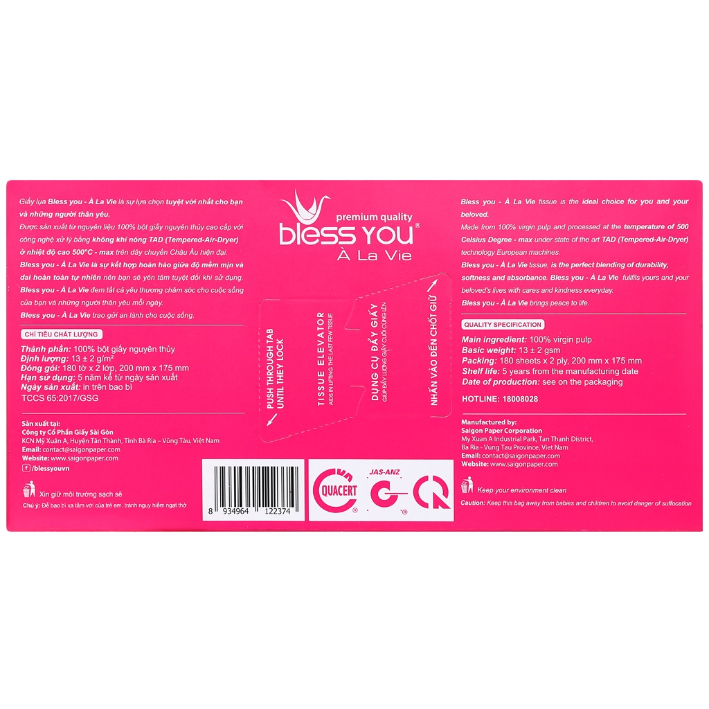 Thùng 60 hộp giấy rút lụa Bless You Alavie - 180 tờ x 2 lớp