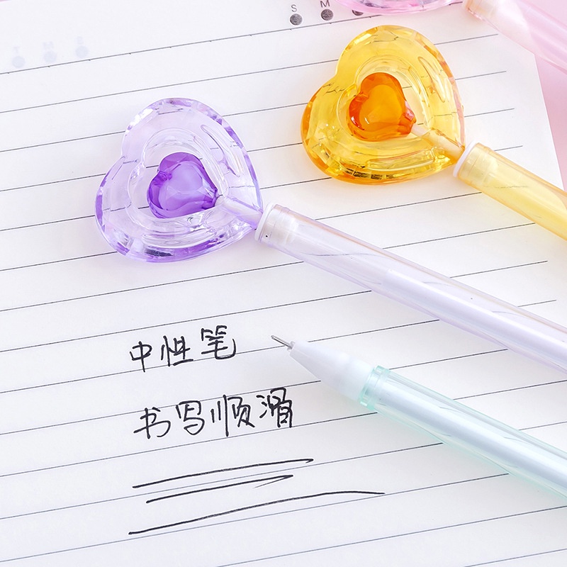 Bút bi nước đầu huy hiệu trái tim nhiều màu