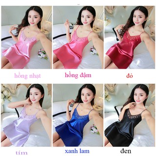 Váy Ngủ Lụa Thái Ren Ngực VAY19 bkr