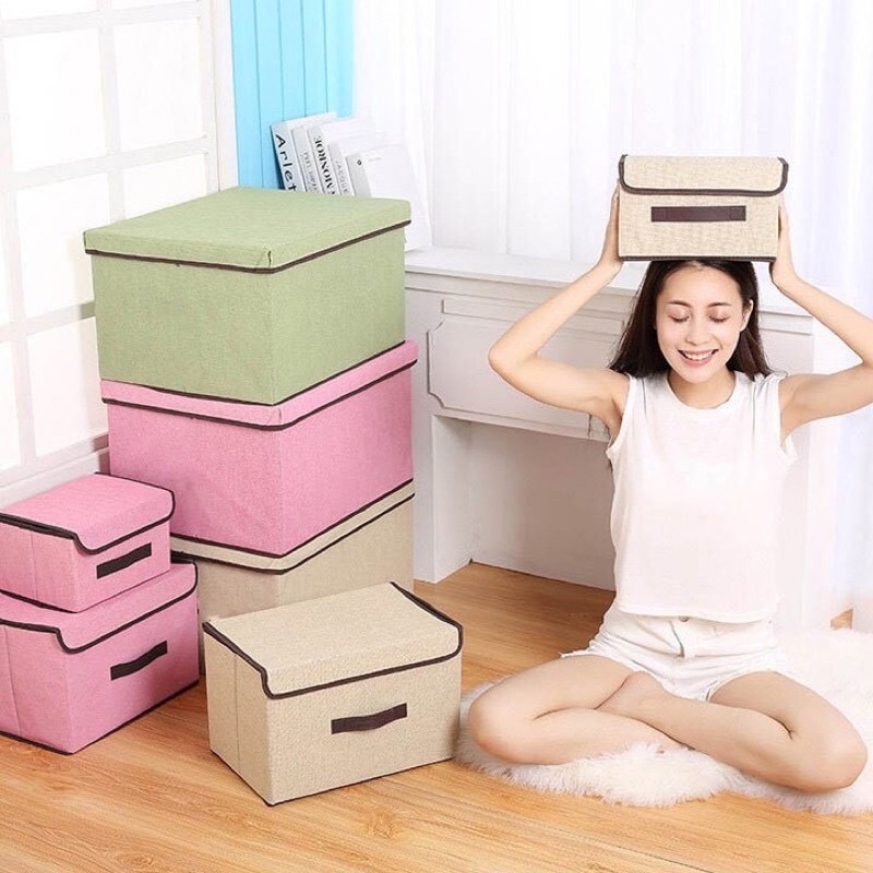 Hộp Vải Đựng Đồ, Quần Áo, Đồ Lót, Đựng Đồ Đa Năng Có Nắp Đậy Có Thể Gấp Gọn
