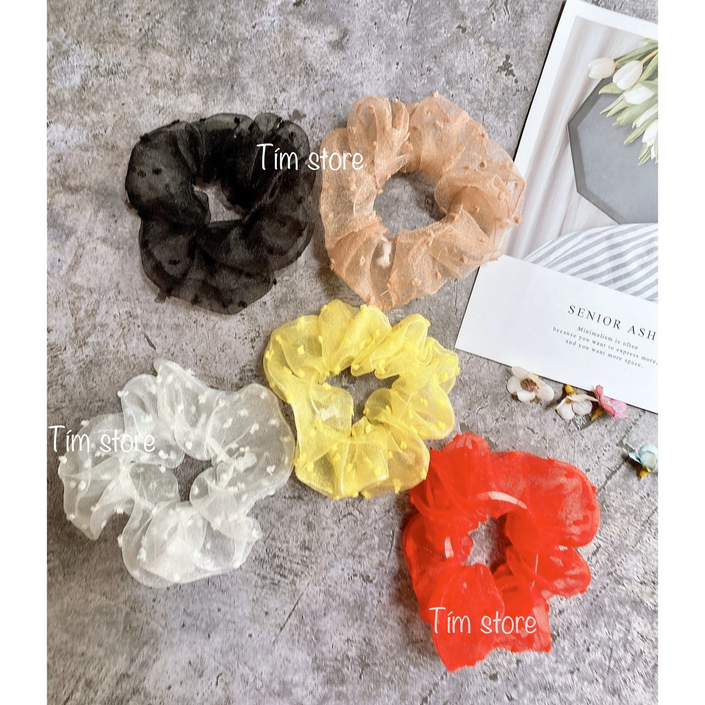 {Ảnh thật}SCRUNCHIES VOAN HOA TUYẾT - CỘT TÓC VẢI THỜI TRANG NỮ HOT TREND GIÁ RẺ