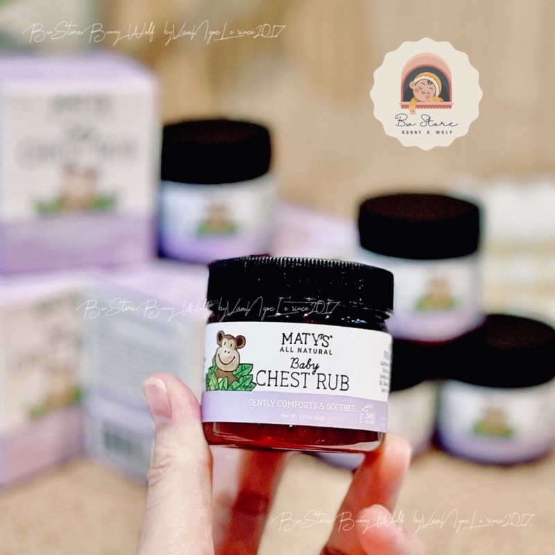 Dầu Bôi Ấm Ngực Hữu Cơ MATY'S All Natural Baby Chest Rub Mỹ Hũ 43gr chống cảm cho bé từ 3m+