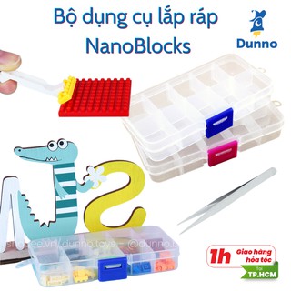 Bộ dụng cụ Lắp ráp Mô hình 3D Nanoblock - Hộp 10 ngăn, Nhíp, Que tháo Mảnh ghép Đồ chơi Nanoblocks