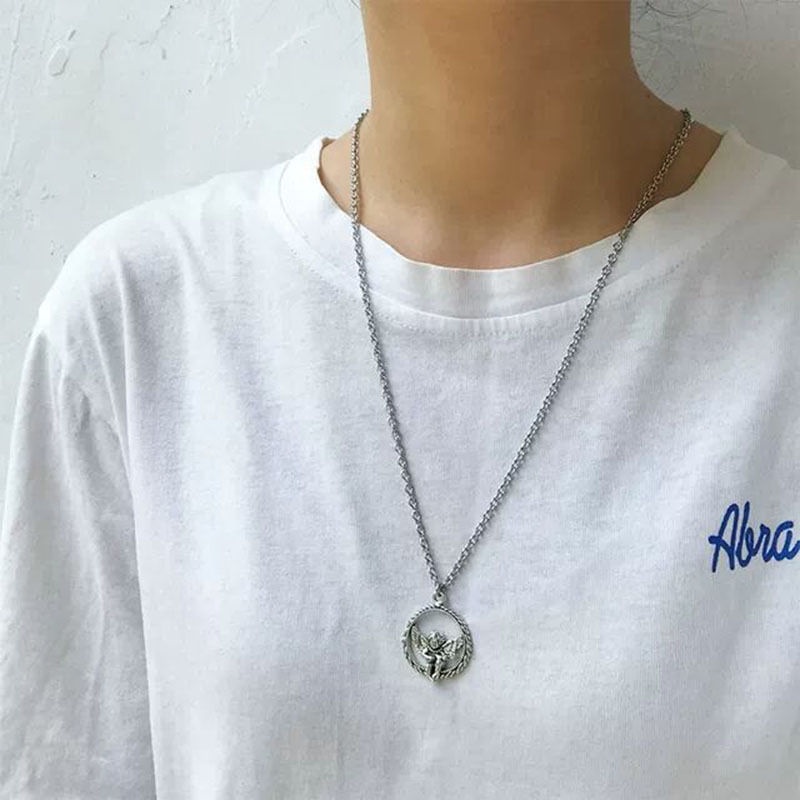 Dây chuyền dài mặt hình thiên thần Cupid phong cách hiphop thời trang đường phố 210807