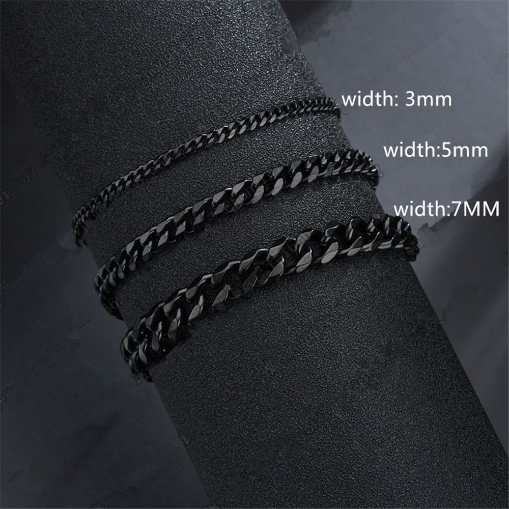 Vòng tay dây xích 3/5/7mm thép không gỉ nhiều màu cá tính thời trang cho nam nữ