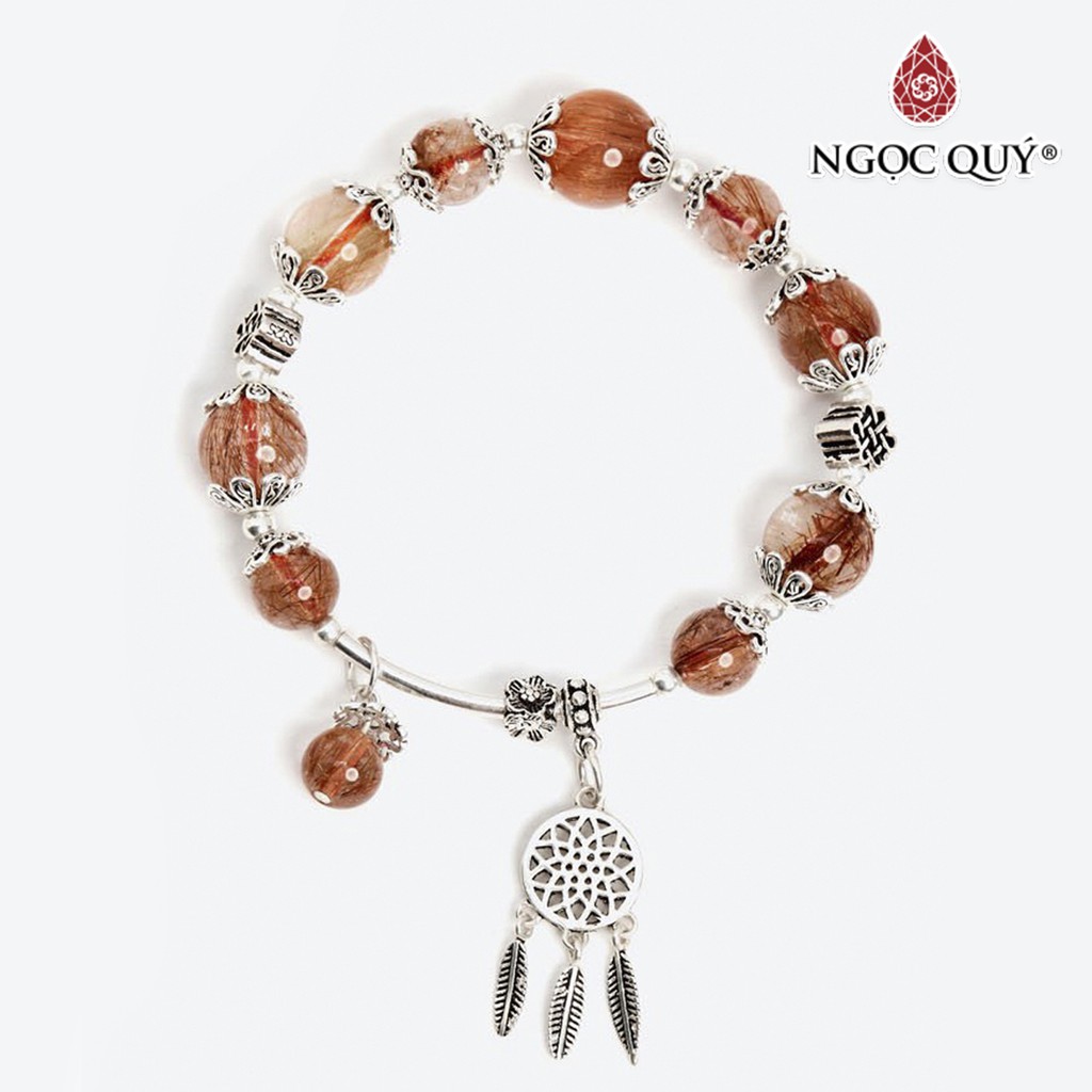Vòng tay đá TA tóc đỏ phối dream catcher hạt 8mm - Ngọc Quý