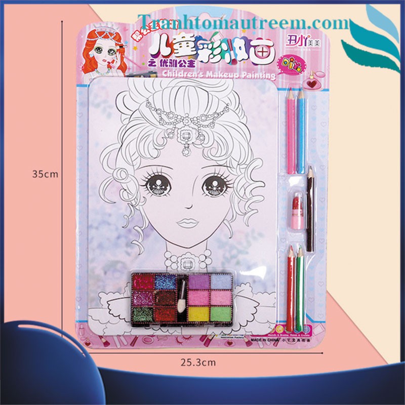 Tranh Tô Màu Trang Điểm Công Chúa Kèm Son