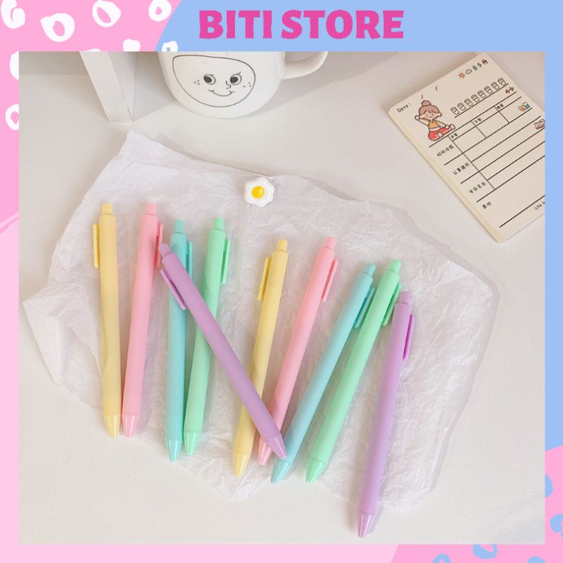 Bút, Viết Bấm Bi Mực Đen Ngòi 0.5mm Vỏ Màu Pastel Ngọt Ngào BiTi BB483