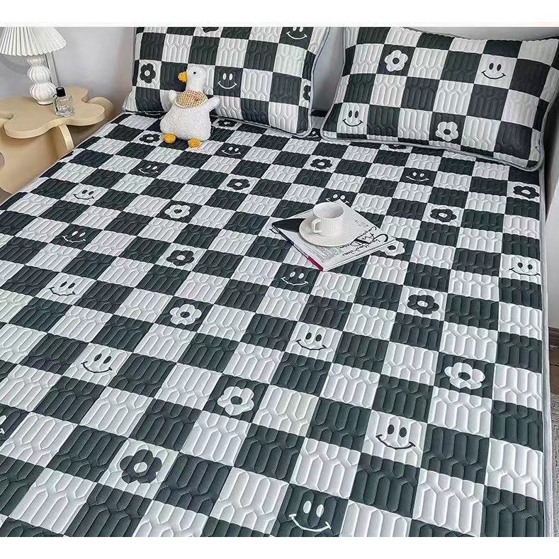Chiếu điều hòa cao su non 2D Tencel,kích thước m6/m8/2m hàng nhập khẩu cao cấp,mẫu kẻ ô trắng đen