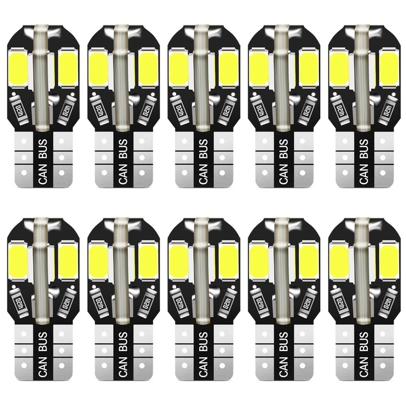 Set 10 Đèn LED T10 W5W 194 168 2825 Ánh Sáng Trắng Dành Cho Ô Tô