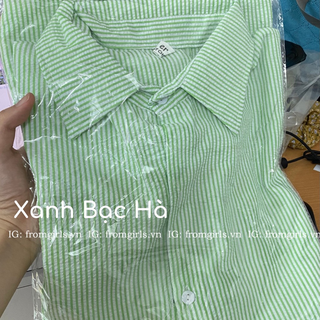 Áo sơ mi kẻ nhiều màu, áo sơ mi tay lỡ vải xốp brown.clothes ulzzang - SM07FG