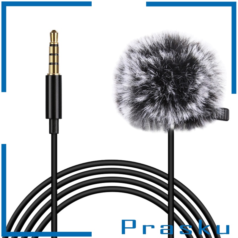 [PRASKU]Clip-on Lapel Mini Lavalier Mic Microphone For Phone 3.5mm Jack 1.5M