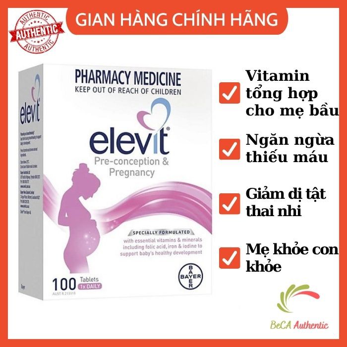 Vitamin tổng hợp cho bà bầu khi mang thai Elevit 30 viên/100 viên hàng ÚC chính hãng