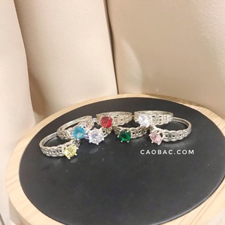 Nhẫn kim tiền bạc ta 6 chấu CZ
